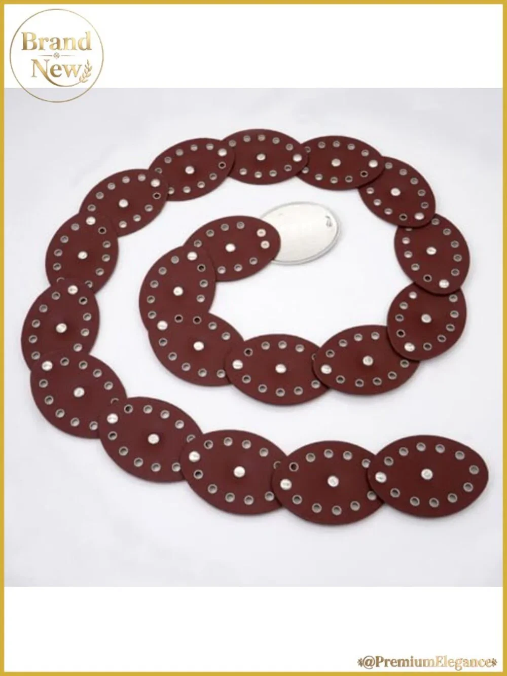 Women's Oval Disc Wide PU Leather Western Belt for Jeans